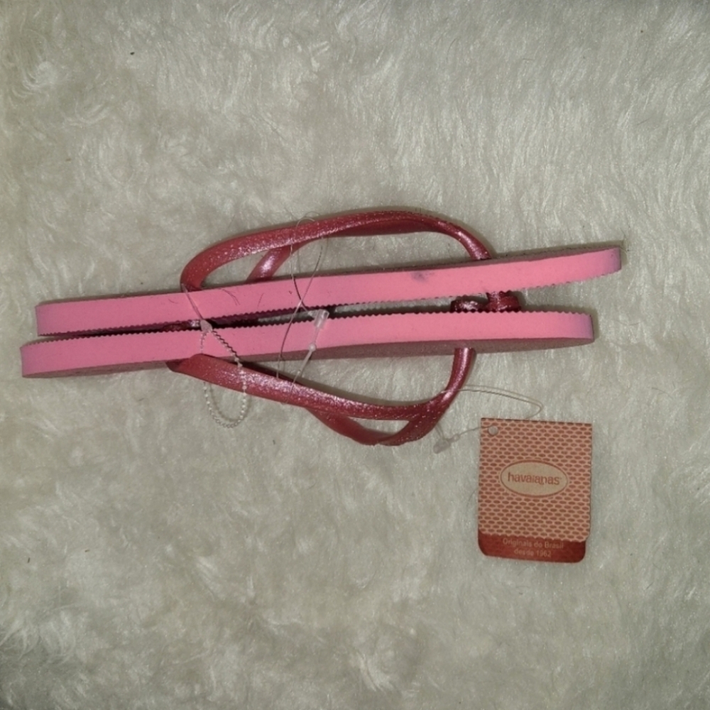 Havaianas Slim Pink Glitter Flip Flop Sandals size 9/10 - Picture 3 of 9